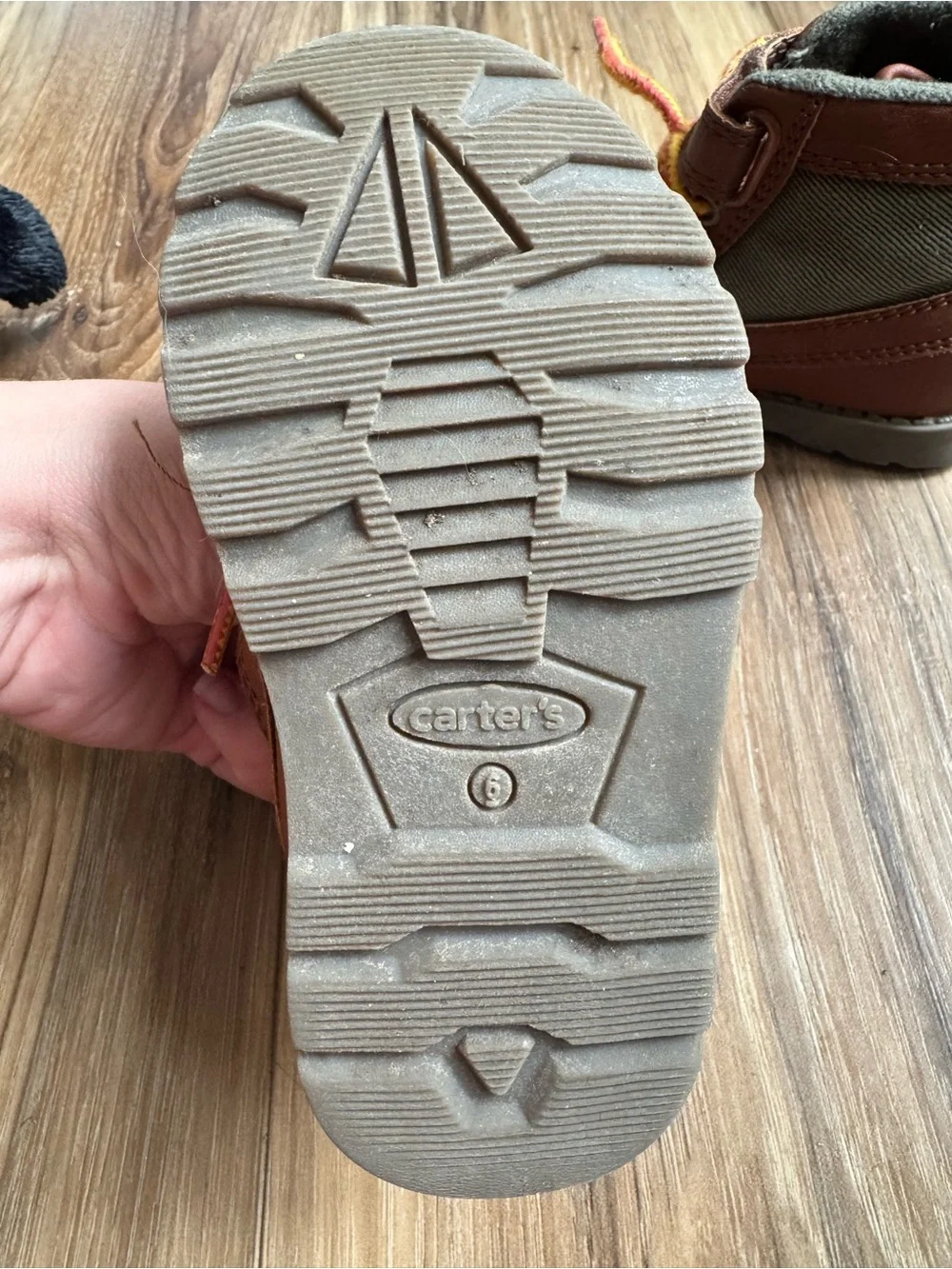 Carter's Brown Leather Kids Boots with Yellow and Orange Laces